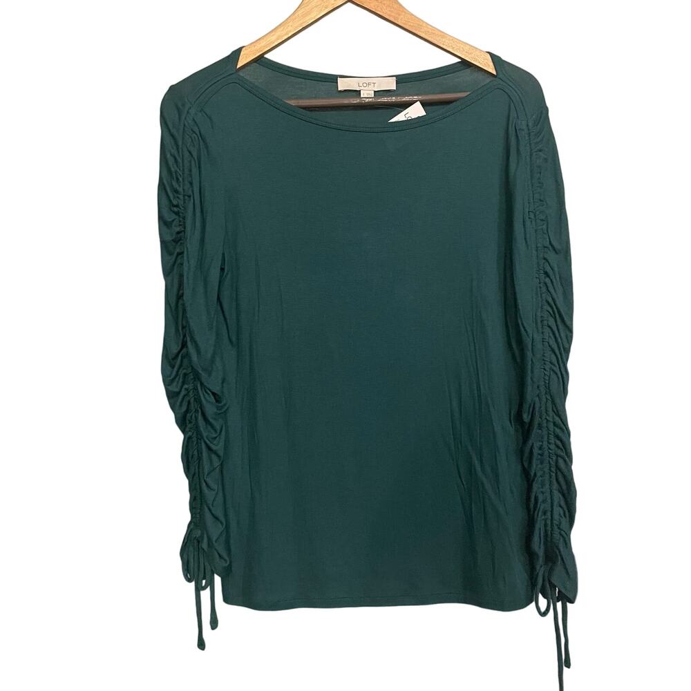 Ann Taylor Loft Top Womens Cinched Long Sleeve Size Small Soft Lounge NEW Basic